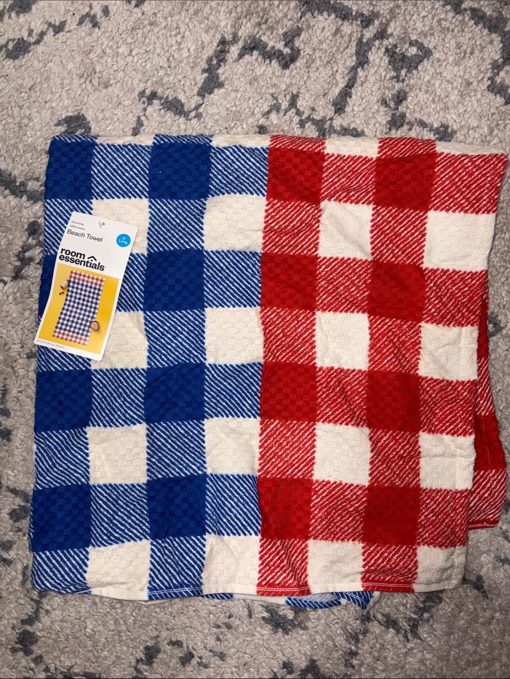 Room Essentials Blue, Red & White Buffalo Check Beach Towel